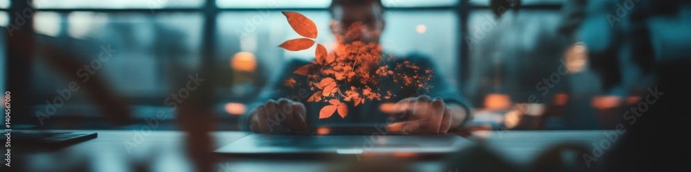 Poster Immersive Digital Workspace AI-Enhanced Productivity Visualization with Dynamic Holographic Interface and Modern Professional Workflow Optimization
