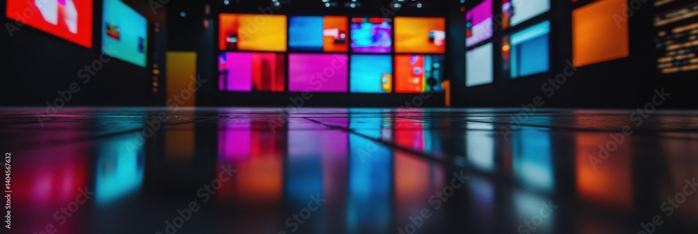 Poster immersive media tech showcase vibrant broadcast control room with cutting-edge digital displays - ne
