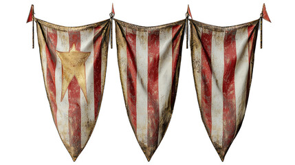 Vintage Circus Banners with Faded Colors and Textures Suitable for Realistic Photography Projects