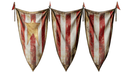 Vintage Circus Banners with Faded Colors and Textures Suitable for Realistic Photography Projects