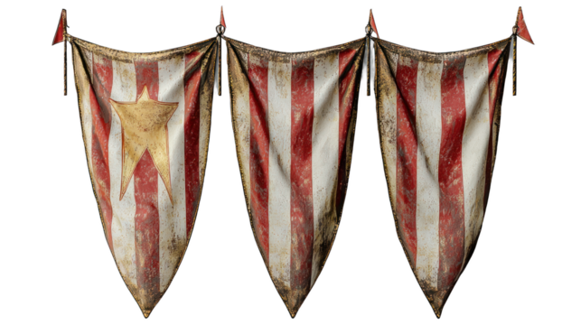 Vintage Circus Banners with Faded Colors and Textures Suitable for Realistic Photography Projects