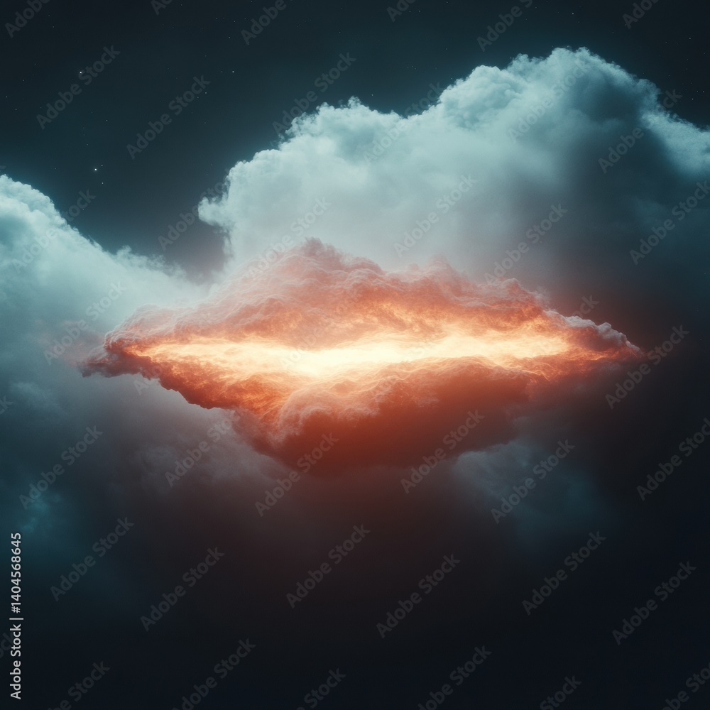 Poster ethereal metaverse cloudscape immersive digital of luminescent atmospheric phenomenon - futuristic v