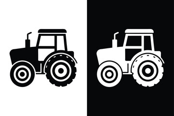 Tractor Plowing Field Silhouette. High-Quality Vector Illustrations