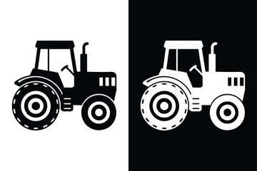 Farm Tractor Logo & Symbol. Filled and Line Icon Styles