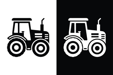 Tractor Truck Icon Silhouette. Farm Tractor Vector in Multiple Styles