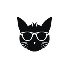black cat on white background vector