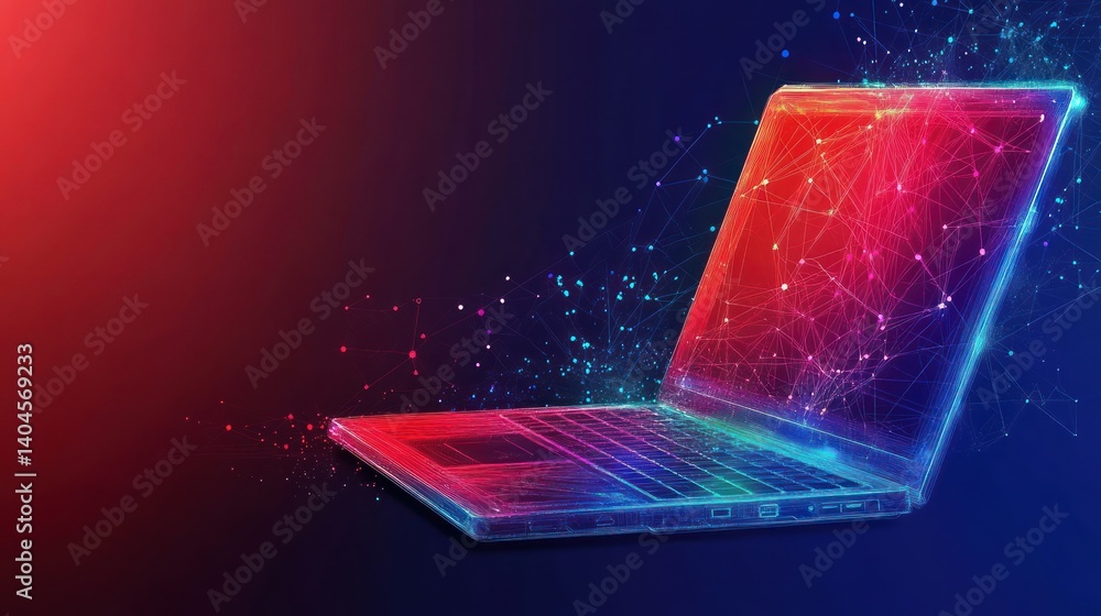 Aufkleber digital laptop network connection abstract background