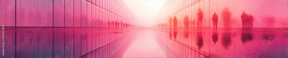 Leinwandbilder innovative business horizons dynamic networking panorama with blurred professionals - next-gen confe