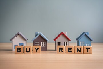 Miniature Houses Representing Real Estate Buy vs. Rent Decision