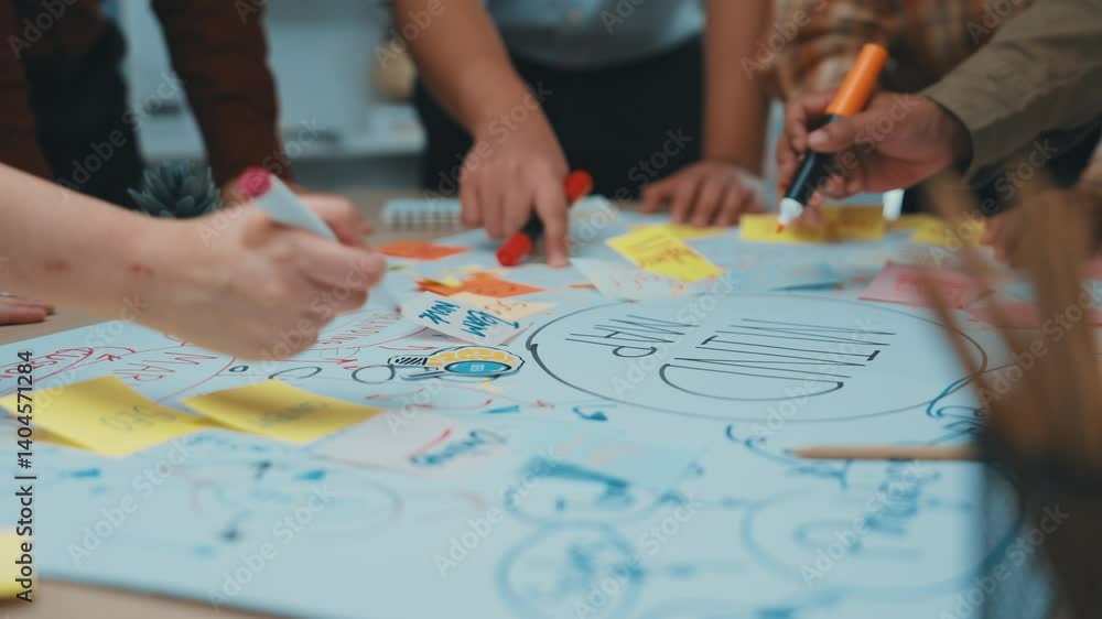 Aufkleber a dynamic scene featuring hands actively participating in a collaborative brainstorming session, sur