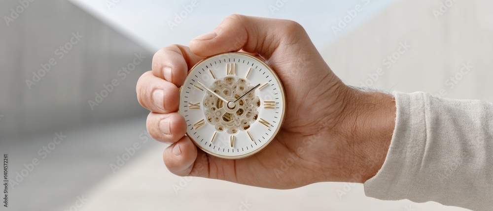 Poster Minimalist Time Management Mastery Precision Engineered Mechanical Clock Representing Productivity, Efficiency, and Strategic Personal Performance