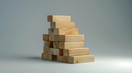 Wooden Blocks Stacked in a Staircase Formation