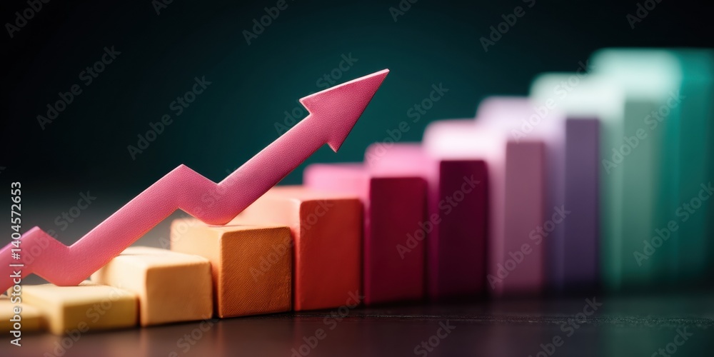 Aufkleber minimalist financial data visualization dynamic gradient growth arrow illustrating market performanc