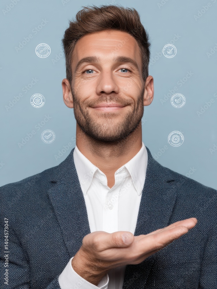 Poster next-gen business confidence dynamic professional showcasing quality assurance with minimalist digit
