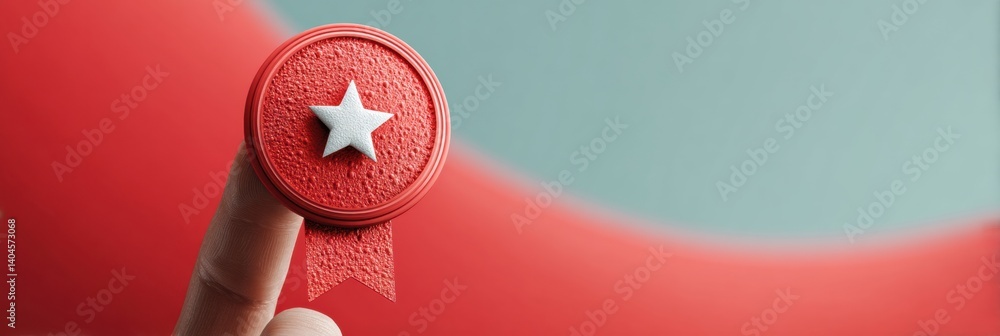 Aufkleber Minimalist Excellence Certification Dynamic Quality Assurance Badge with Star Emblem - Innovative Business Performance Verification for Digital Transformation Era