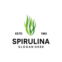spirulina logo design illustration. healthy food