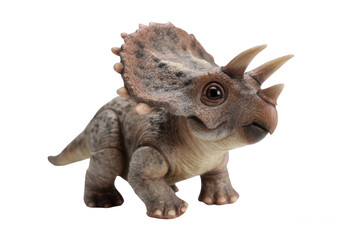 Cute Baby Triceratops Dinosaur Realistic Illustration Transparent Background