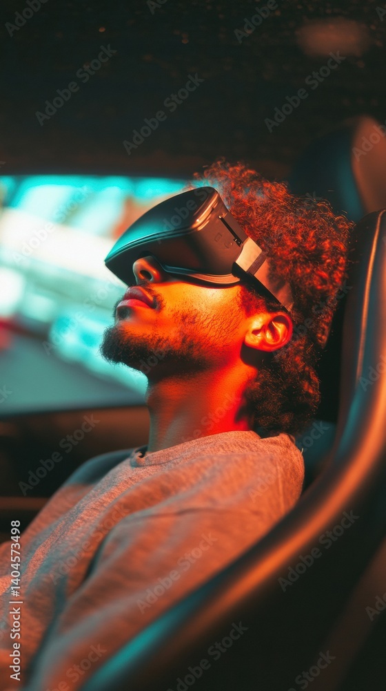 Aufkleber Immersive Learning Revolution Gen Z Professional Experiencing Cutting-Edge VR Training Simulation with Atmospheric Lighting and Next-Generation Skill Development Technology