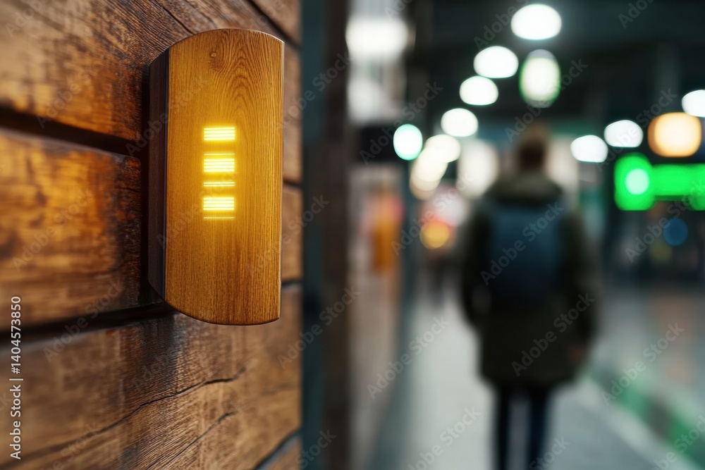Aufkleber Illuminated Urban Sensor Tech Smart City Environmental Monitoring with Minimalist IoT Design - Sustainable Public Space Innovation for Climate Resilience