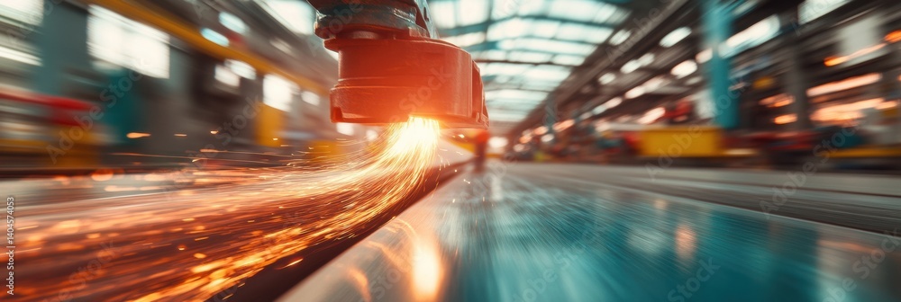 Aufkleber hyper-dynamic industrial precision next-gen manufacturing motion blur showcasing high-velocity techn