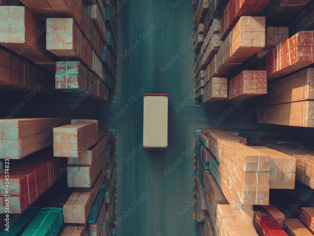 Leinwandbilder ai-enhanced logistics optimization overhead warehouse workflow visualization with smart inventory ma
