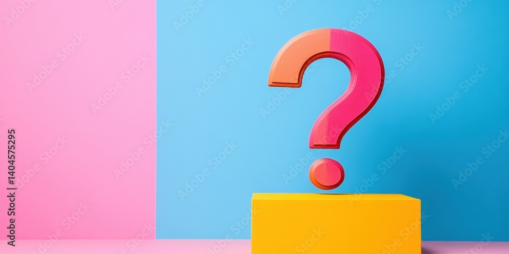 Aufkleber Vibrant Gen Z Question Mark Design Minimalist Color Pop Graphic for Creative Problem-Solving, Digital Marketing, and Innovative Brand Communication