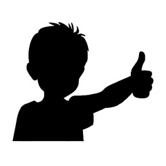 silhouette of a kid with thumb up