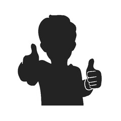 silhouette of a kid with thumb up