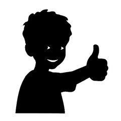 silhouette of a kid with thumb up