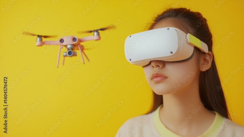 Poster immersive tech revolution next-gen professional augmented reality experience with drone surveillance
