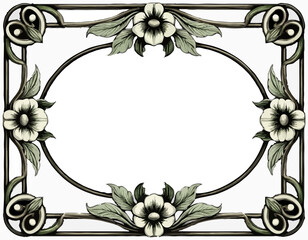 Ornate Art Nouveau frame design in dark metallic, off-white, and black suggesting elegance and sophistication [with copy space]