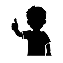 silhouette of a  boy with thumb up