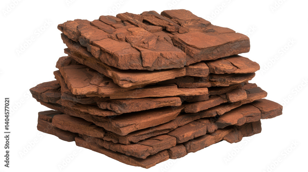 Aufkleber stack of natural red tiles with textured surface ideal for architectural design and landscaping proj