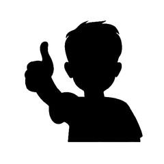 silhouette of a  boy with thumb up