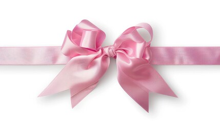 Pink Satin Bow on White Background