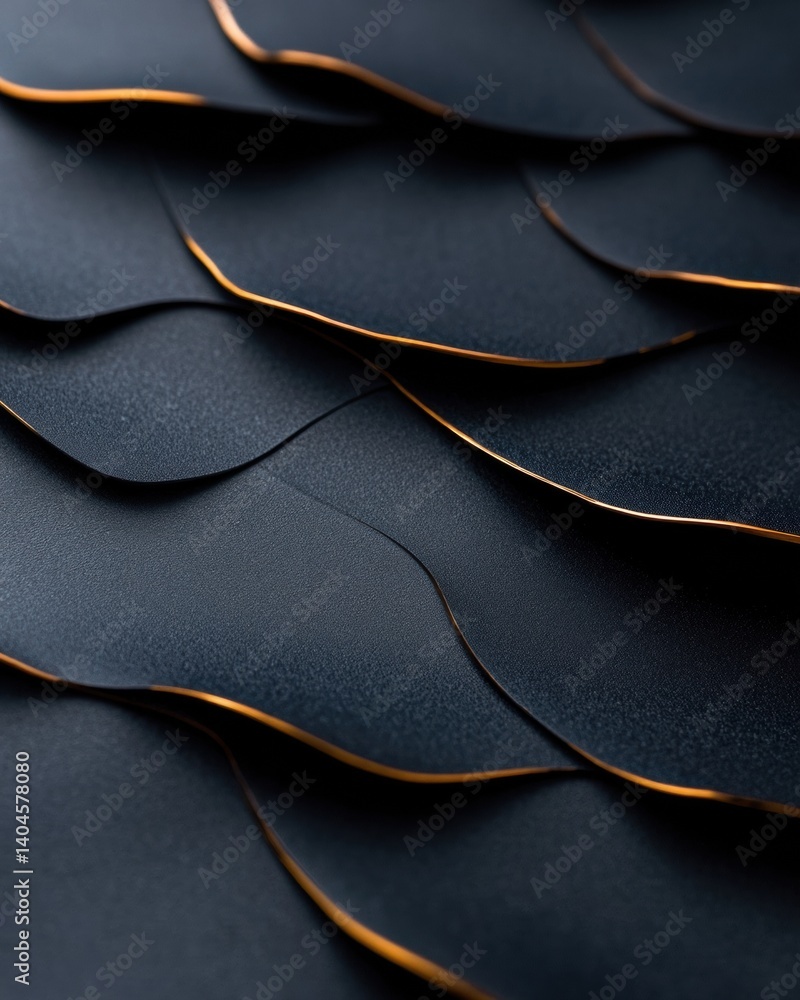 Aufkleber dark wave elegance fluid metallic texture exploring minimalist design - contemporary abstract surfac