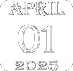 April 2025 calendar line art icon.Agenda plan, april month schedule calendar and Time planner.Meeting appointment time.Calendar Event schedule date.calendar date icon on white background.