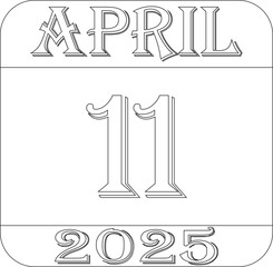 April 2025 calendar line art icon.Agenda plan, april month schedule calendar and Time planner.Meeting appointment time.Calendar Event schedule date.calendar date icon on white background.
