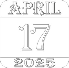 April 2025 calendar line art icon.Agenda plan, april month schedule calendar and Time planner.Meeting appointment time.Calendar Event schedule date.calendar date icon on white background.
