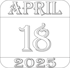 April 2025 calendar line art icon.Agenda plan, april month schedule calendar and Time planner.Meeting appointment time.Calendar Event schedule date.calendar date icon on white background.