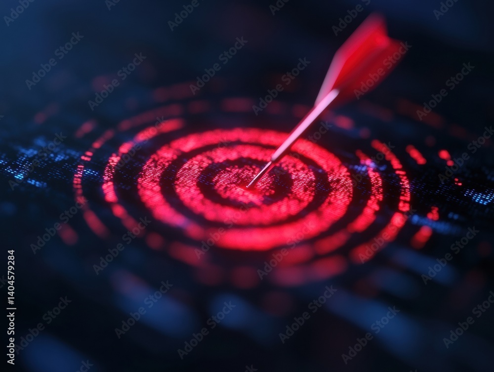 Poster Precision Targeting Cybernetic Data Visualization of Strategic Achievement in Immersive Digital Marketing Breakthrough - Next-Gen Performance Optimization