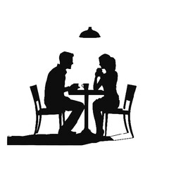 silhouette of a couple in a restaurant