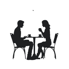 silhouette of a couple in a restaurant