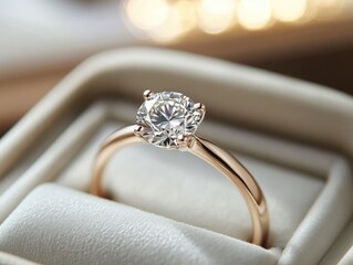 Elegant Gold Engagement Ring with Sparkling Diamond Center Stone