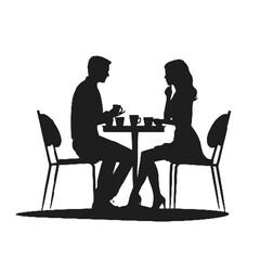 silhouette of a couple in a restaurant