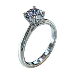 Elegant Engagement Ring with Brilliant Cut Diamond and Silver Band