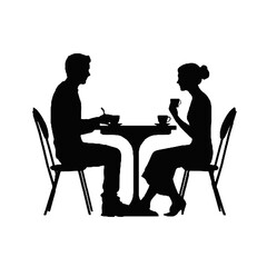 silhouette of a couple in a restaurant