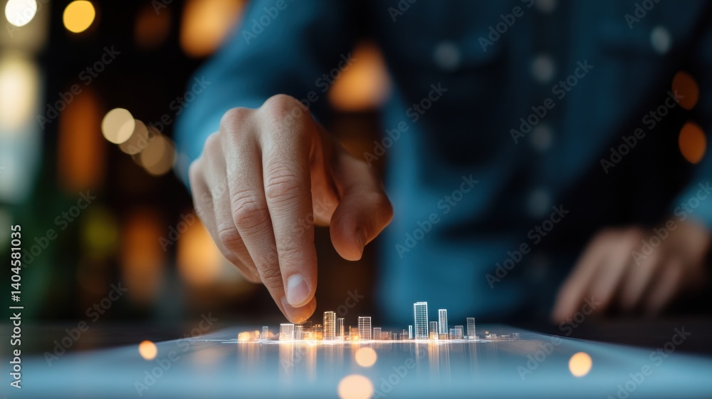 Poster augmented urban intelligence holographic city planning and immersive real estate technology visualiz