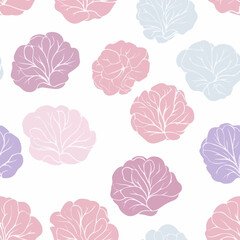 Flowering cabbage pattern.Exquisite vector vegetable patterns. 