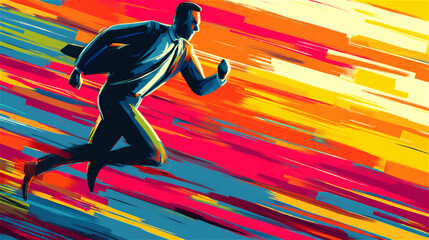 急いで走るビジネスマンのイラスト